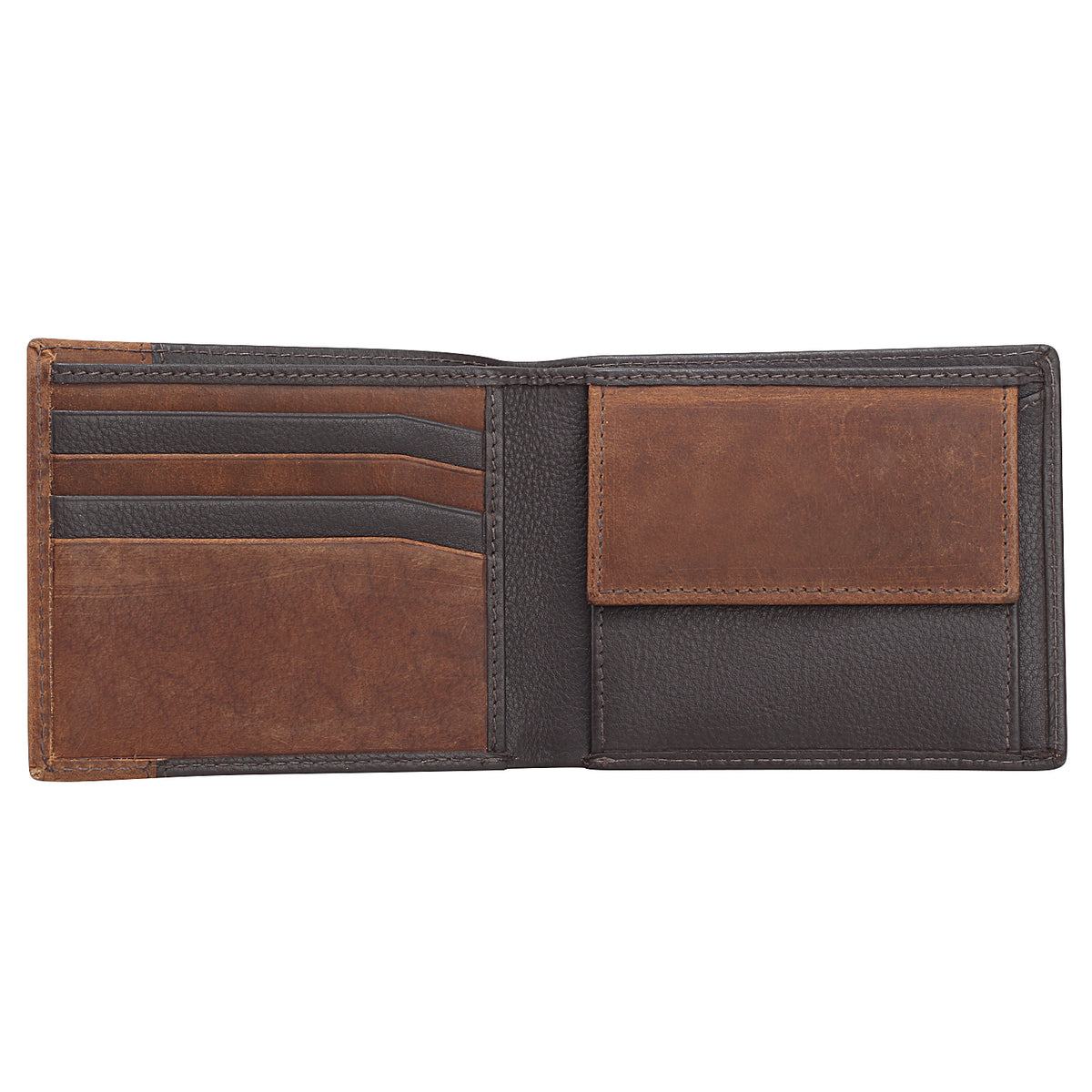 Genuine Leather Brown & Tan Men Wallet