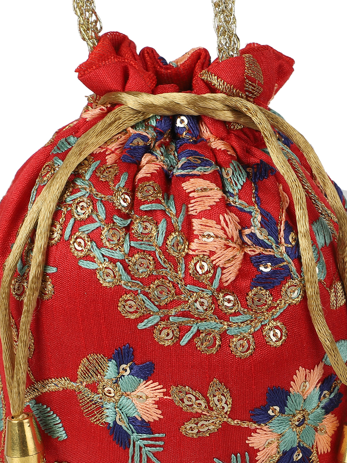 Red Embroidered Potli Bag