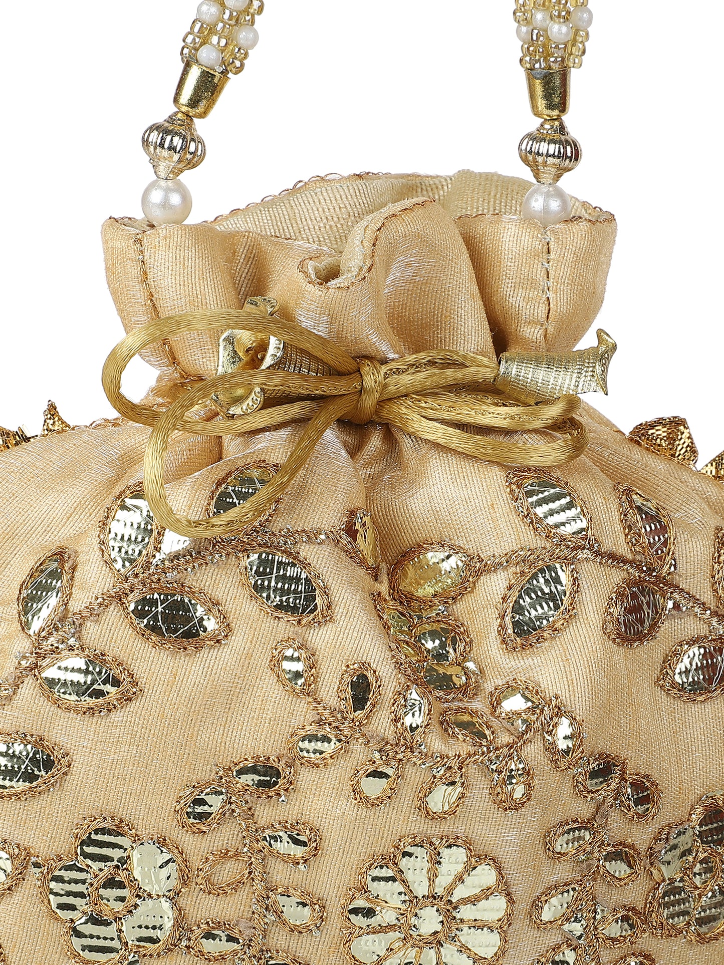 Gold-toned embroidered potli bag
