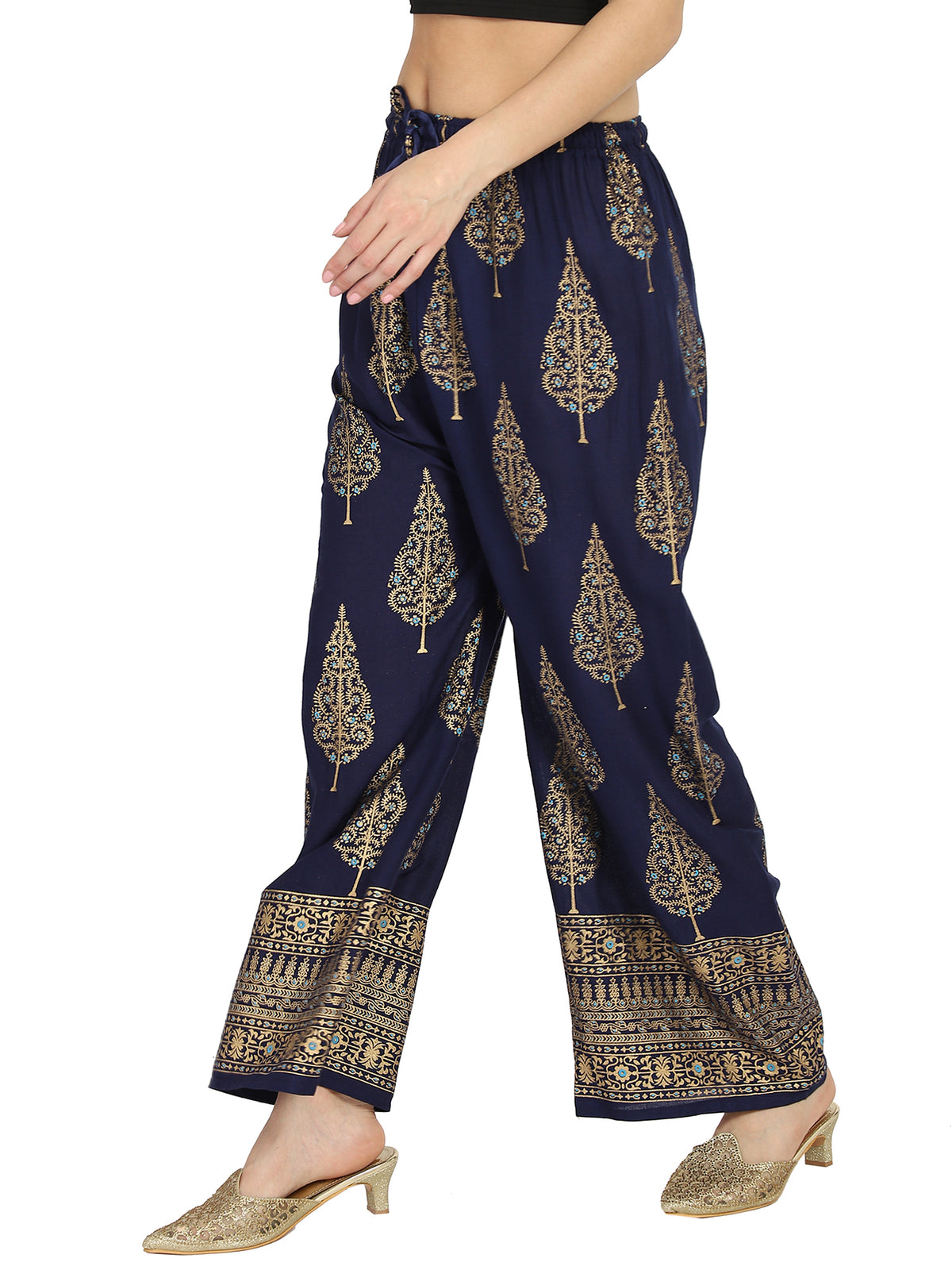 Blue paisely print palazzo pant