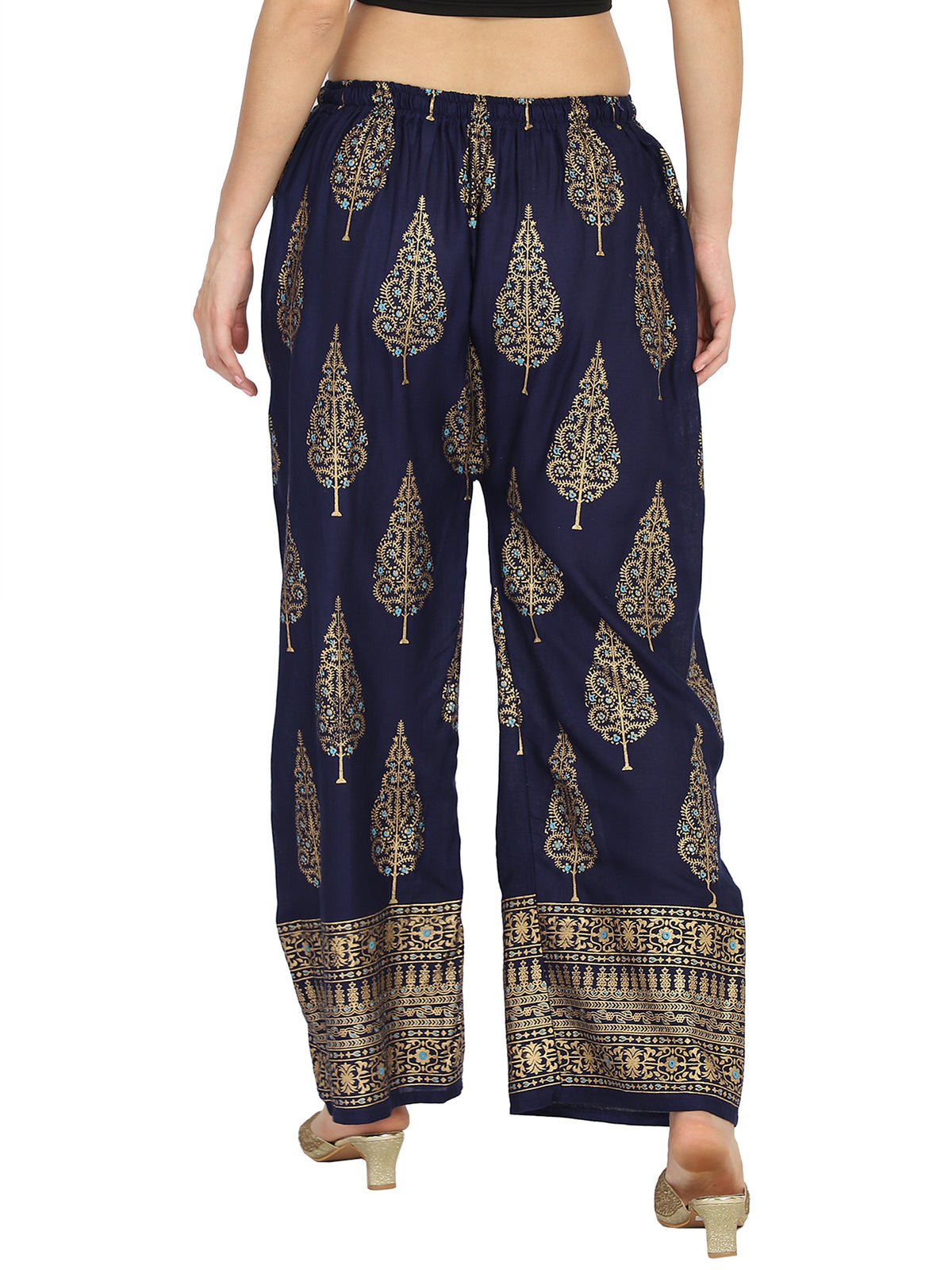 Blue paisely print palazzo pant