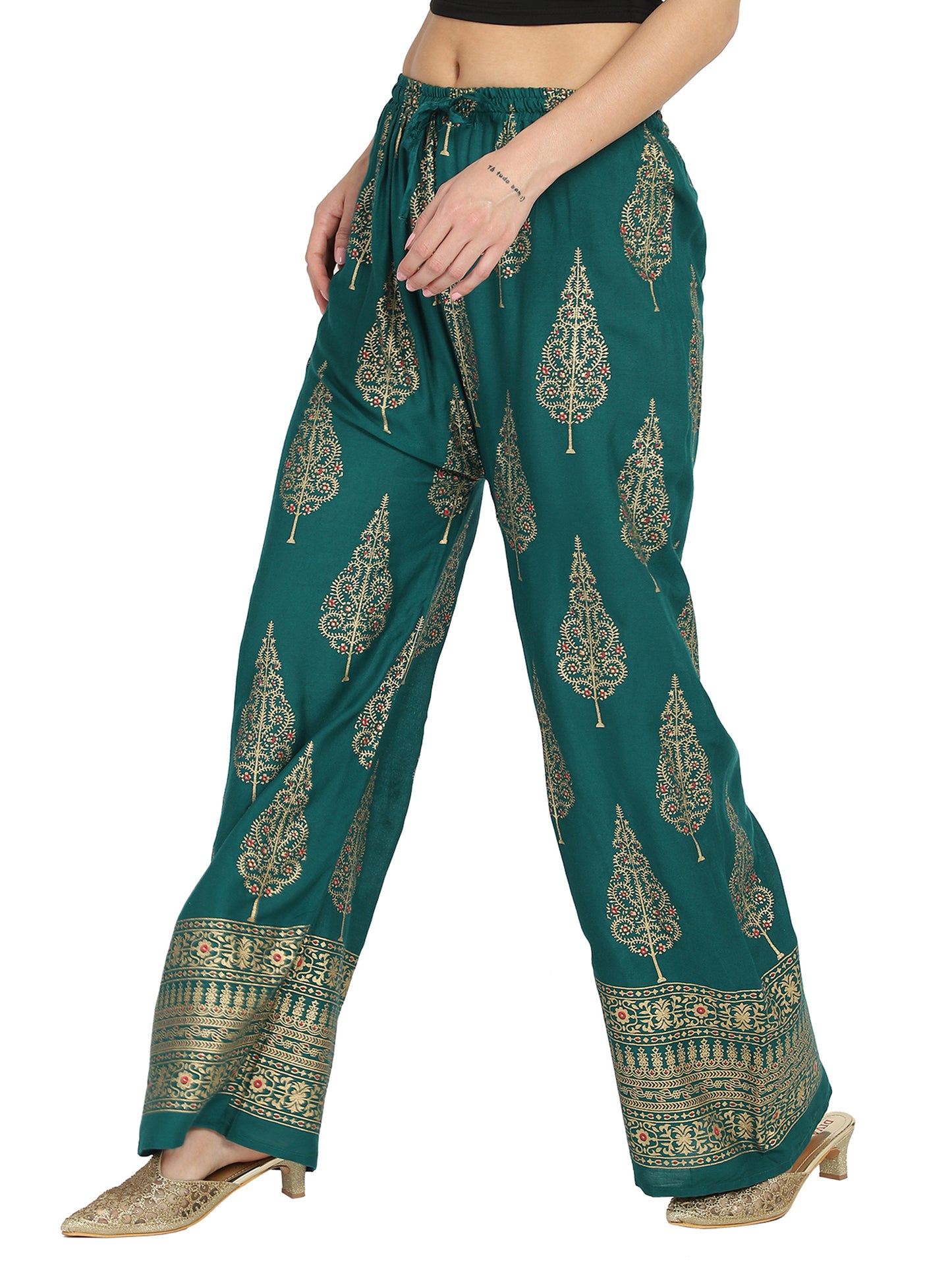 Green paisely palazzo pant