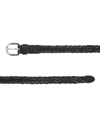 Genuine leather black braided women's belt