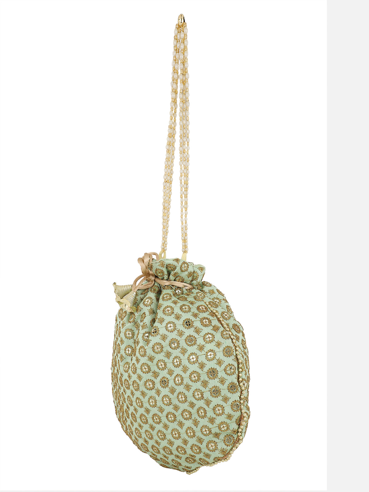 Handcrafted Mint Green embroidery Potli Bag