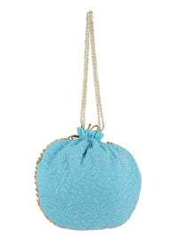 Blue Embroidered Potli Bag