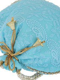 Blue Embroidered Potli Bag