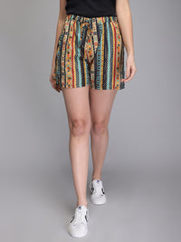 Printed & jacquard rayon shorts