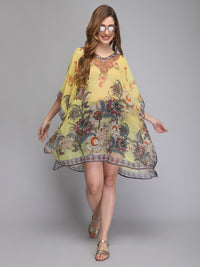 Floral Printed Polyester Kaftan For Womens