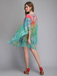 Green printed polyester kaftan