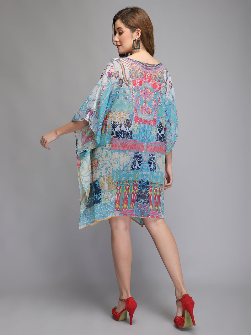 Multicolor Polyester beachwear Kaftan For Ladies