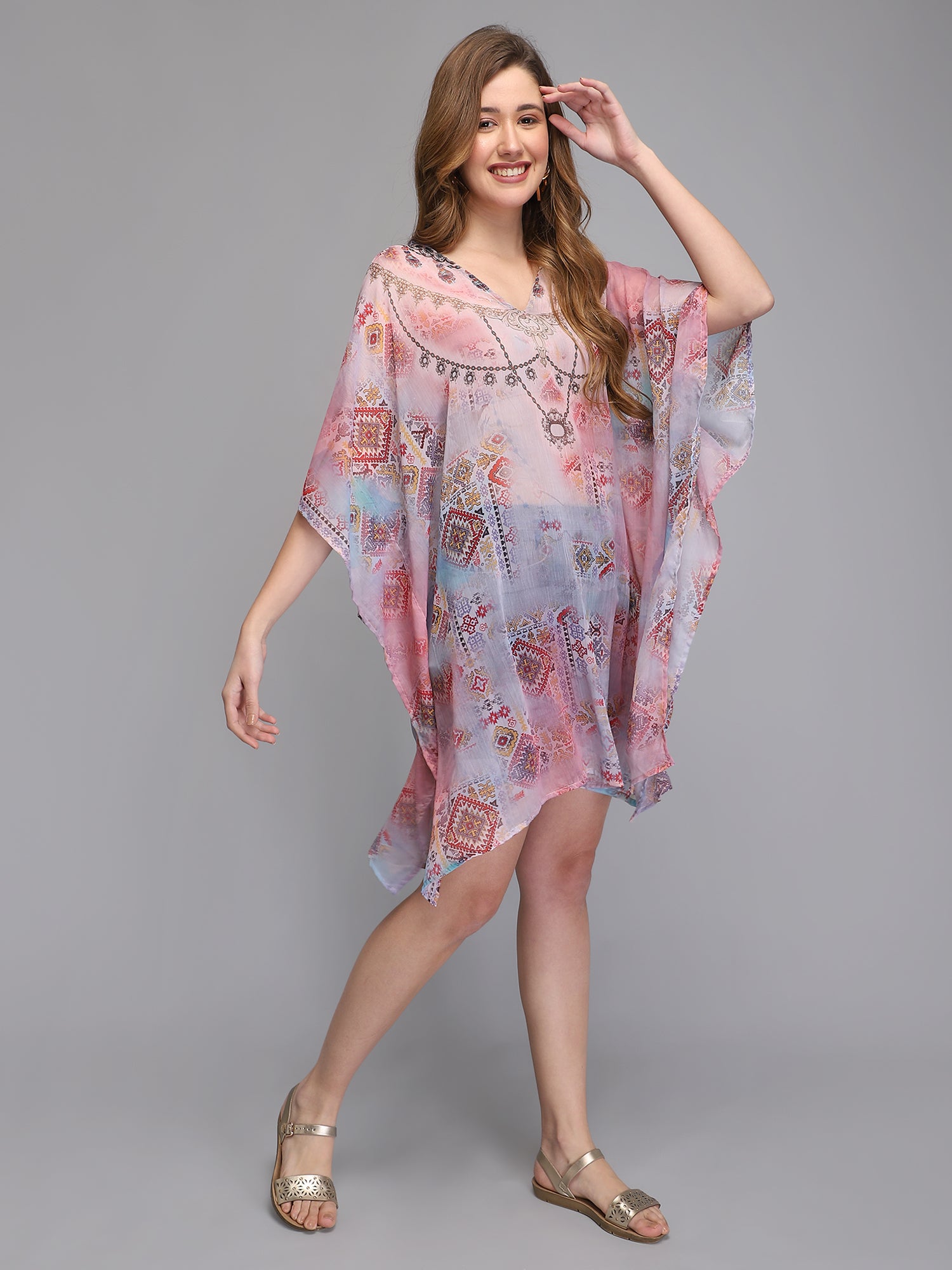 Buy Three Eye StoreWomen's Kaftan Dress Beach Cover Up Tribal Ethnic Print Plus  Size V-Neck Loose Kimono Maxi Dress Online at desertcartINDIA