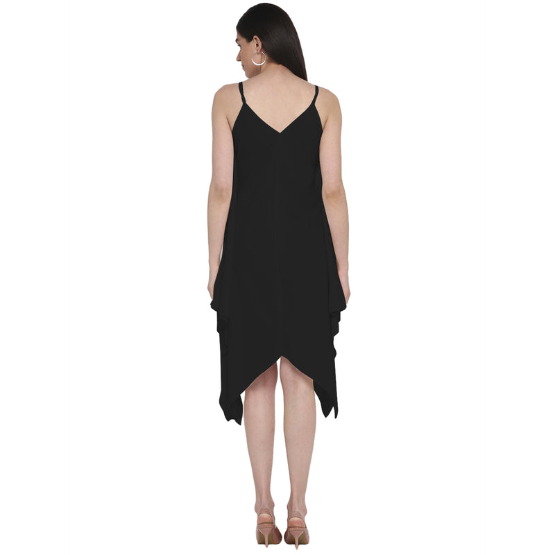 Viscose Asymmetrical Black Dress