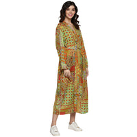 Free size cotton multicolor printed robe dress