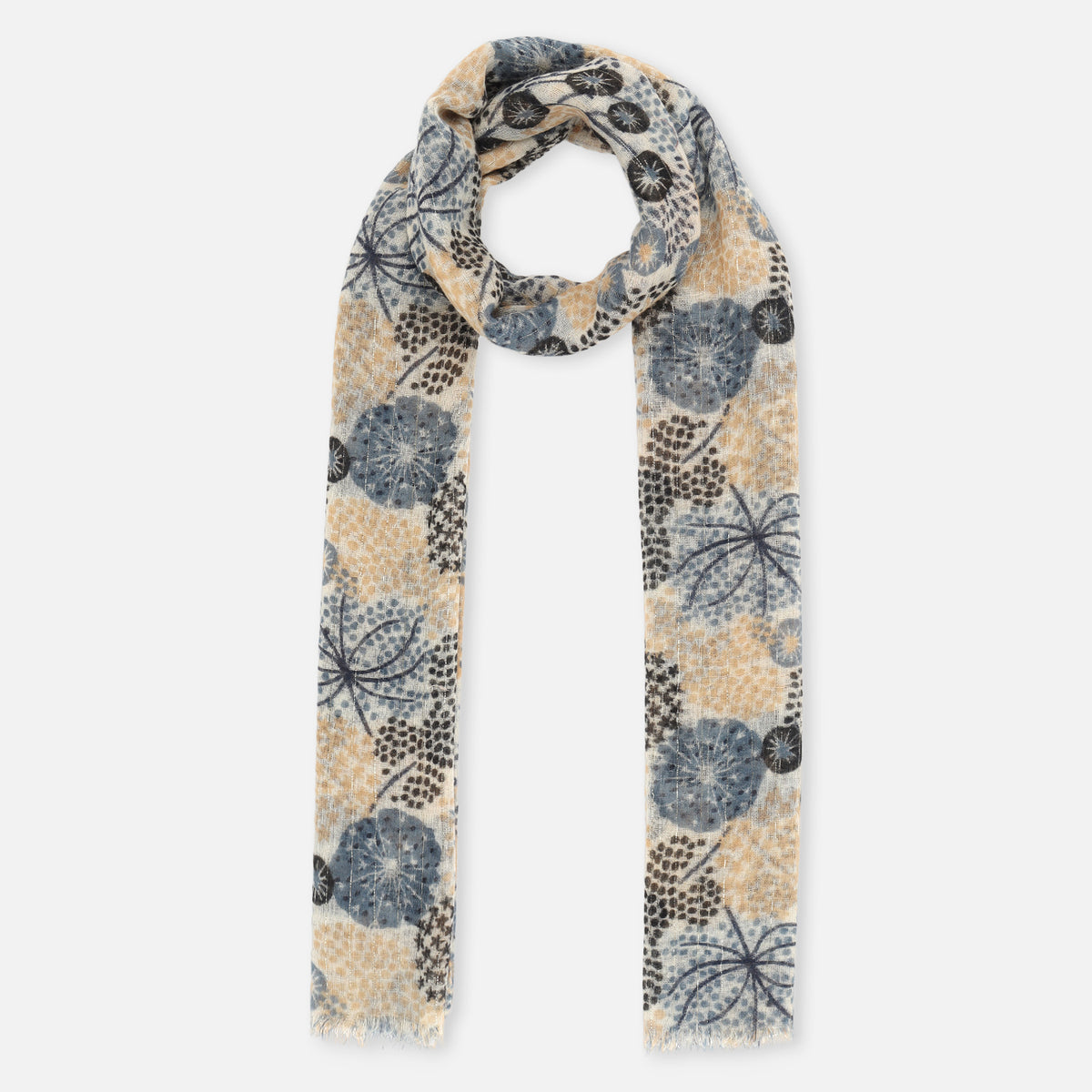 Off white woolen printed stole
