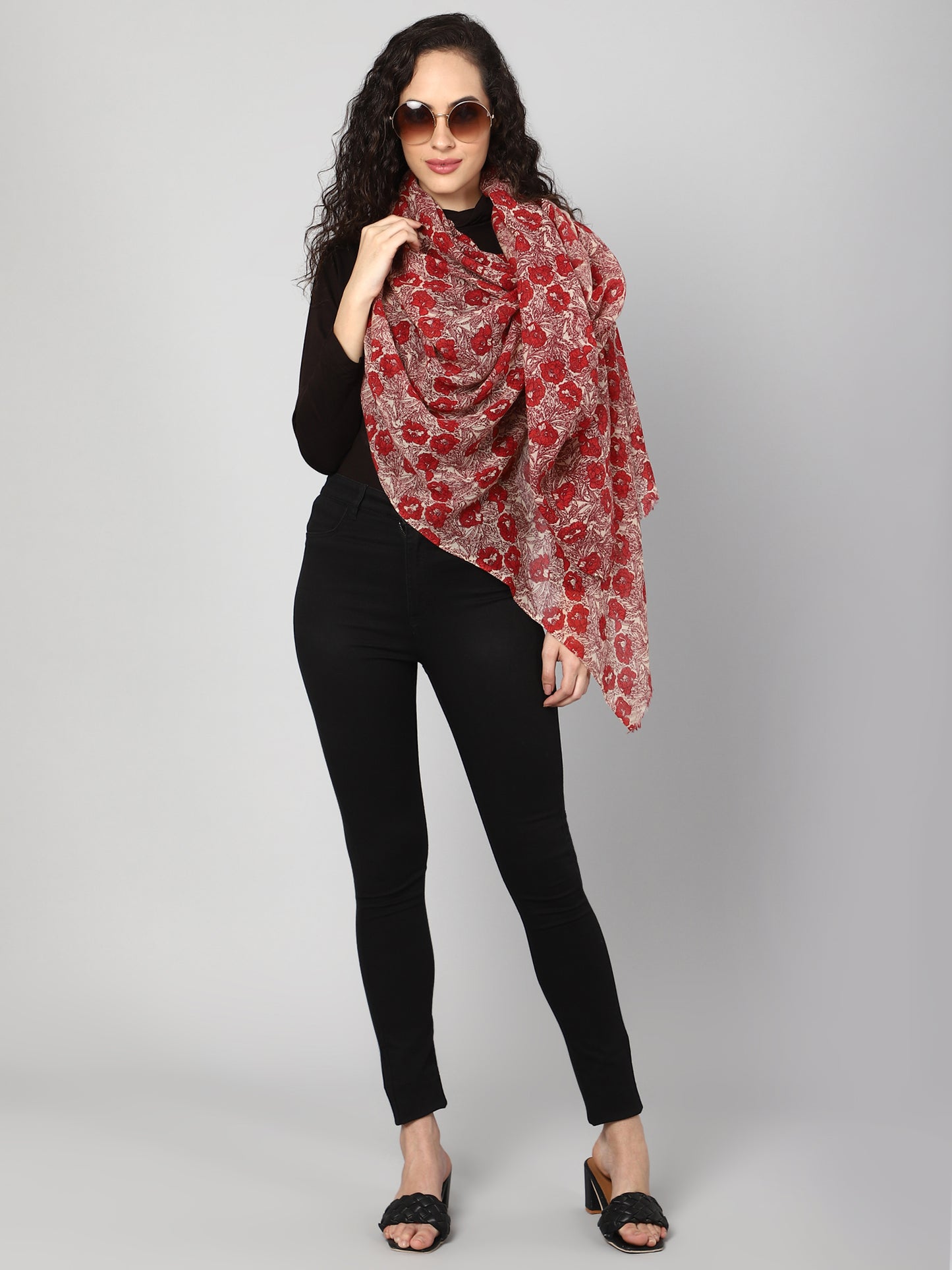 Floral Printed Woolen Women's Stole