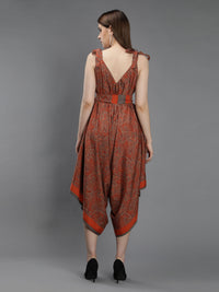 Paisley print orange harem jumpsuit