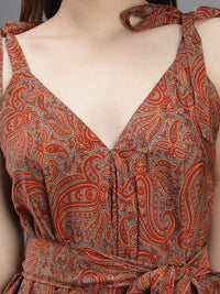 Paisley print orange harem jumpsuit