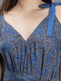 Paisley print blue harem jumpsuit