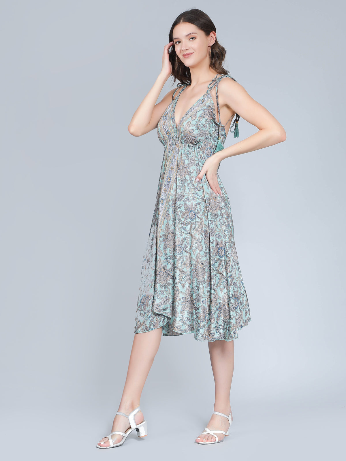 Multi-Colored Midi A-line Dress – Aditi Wasan