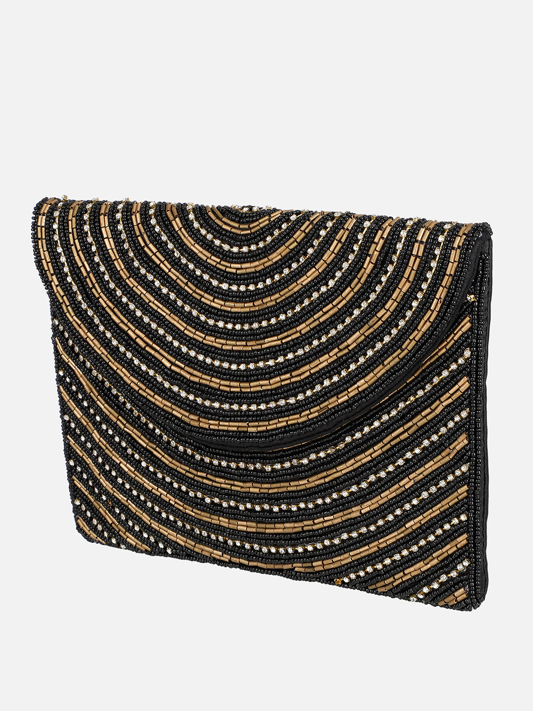 Embroidered Black and Golden Clutch