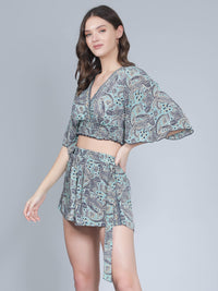 Women Printed Halter Top and Short Co-ords Set