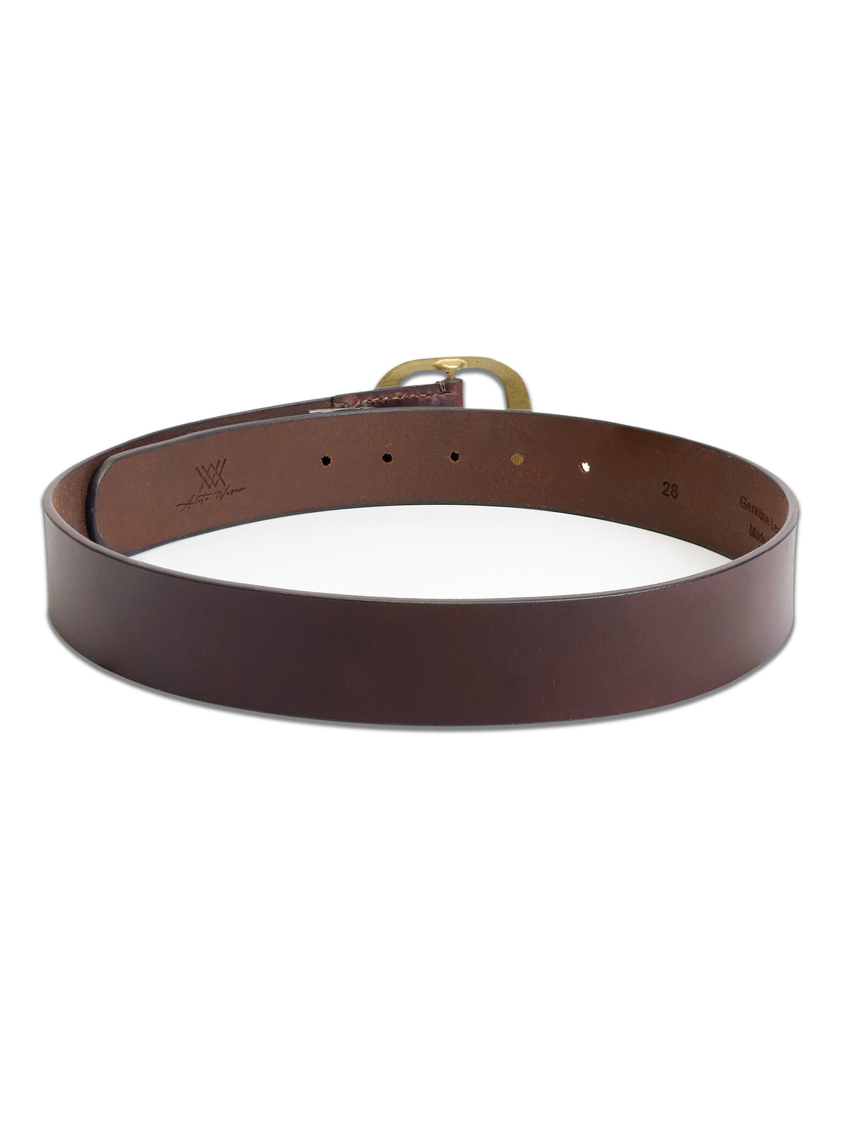 Aditi Wasan Women's Brown Genuine Leather Belt with Brass Oval Buckle