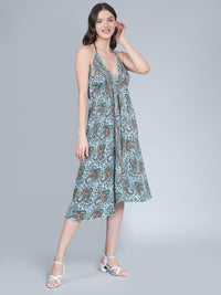 Women Blue Midi A-line Dress