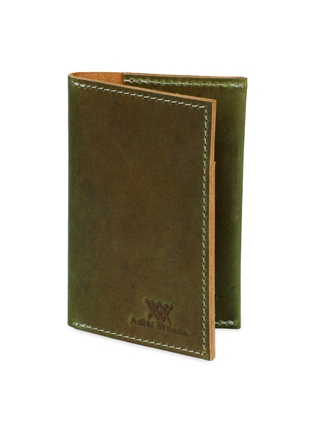 Genuine leather two-tone green cardholder