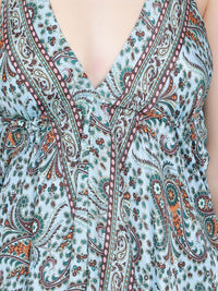 Women Blue Midi A-line Dress