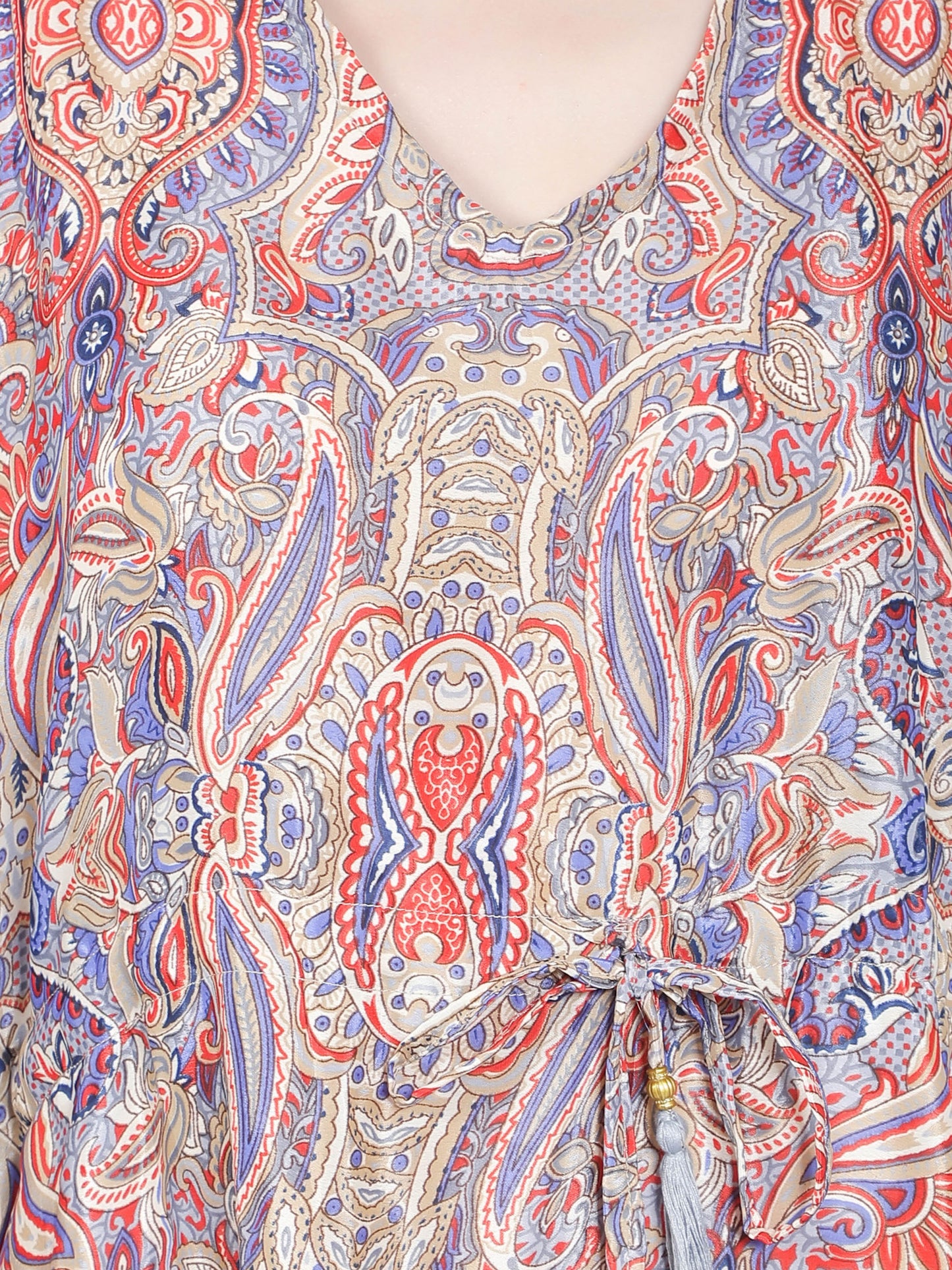 Women Printed Multi-Color Silk Kaftan