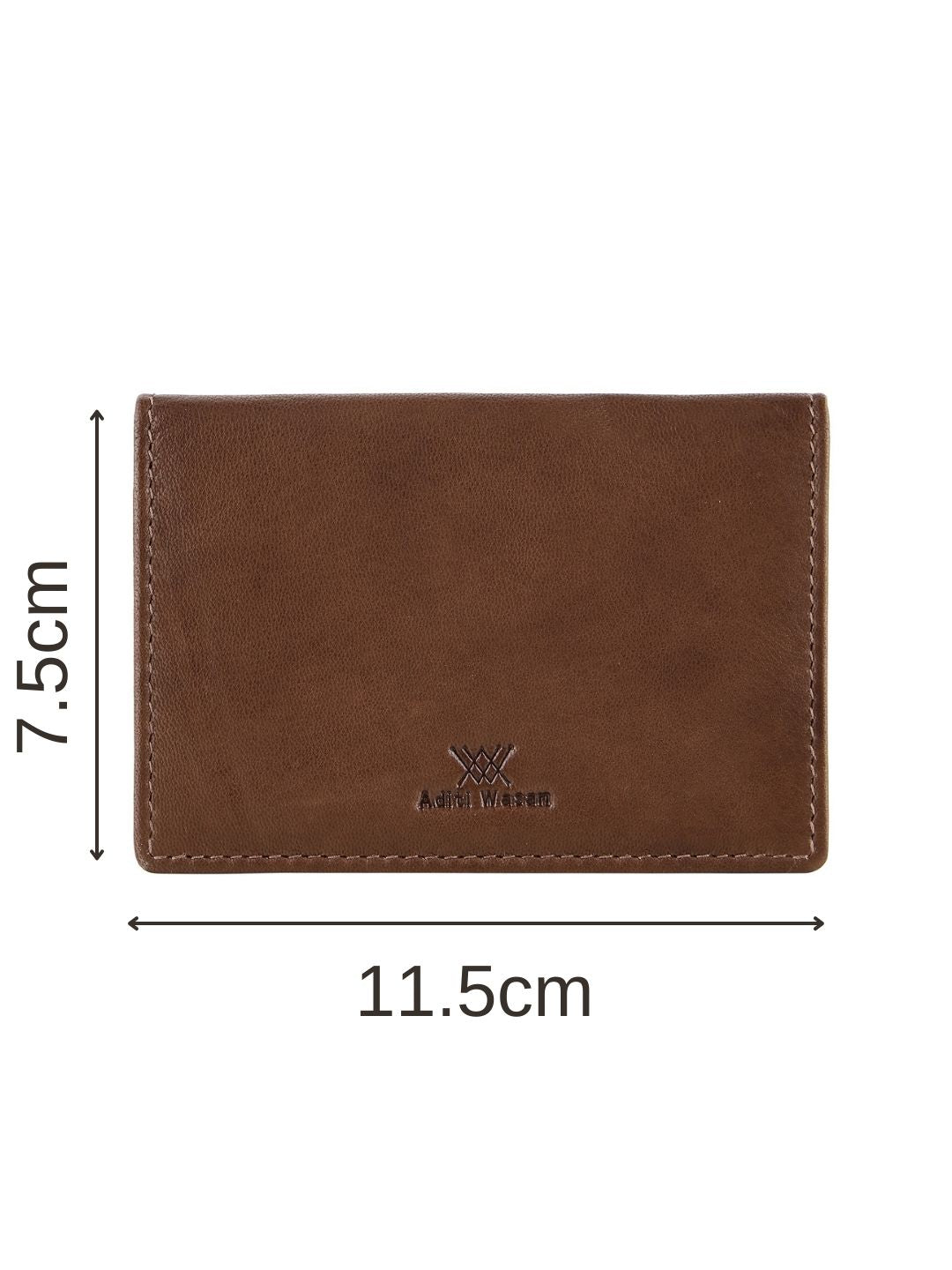 Genuine Leather Cardholder with Flab Button Closure Holds up to 15 Cards - Brown