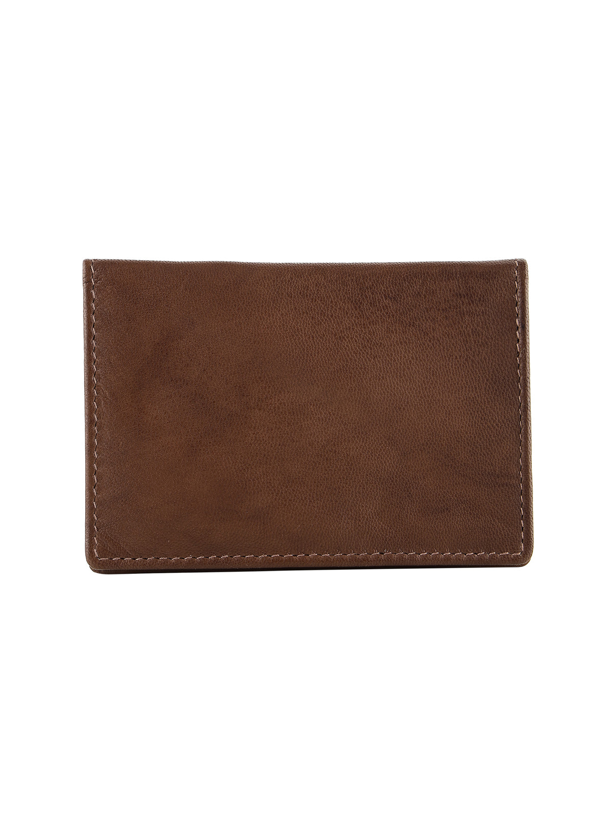 Genuine Leather Cardholder with Flab Button Closure Holds up to 15 Cards - Brown