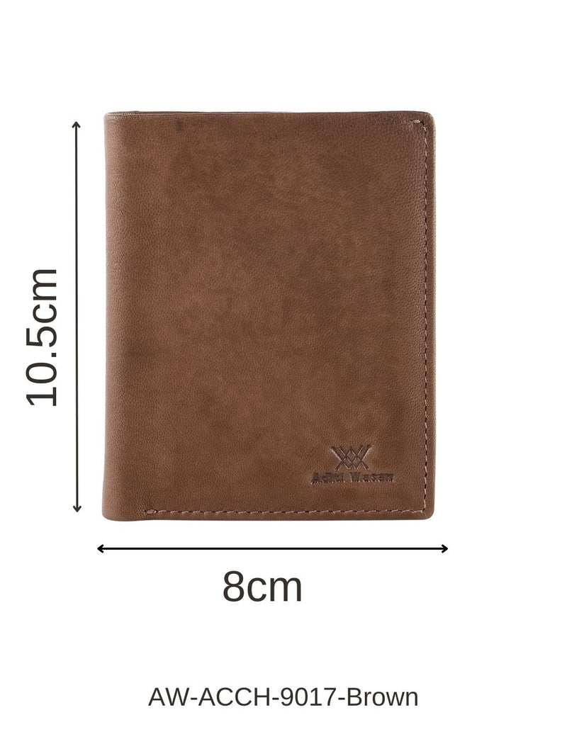 Genuine Leather Brown Slim Wallet Cardholder with 6 Card Slots and 1 Key-holder Slot