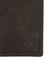 Men's Genuine Leather Slim Wallet Cardholder with Stiched Detailing - Brown
