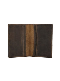 Men's Genuine Leather Slim Wallet Cardholder with Stiched Detailing - Brown