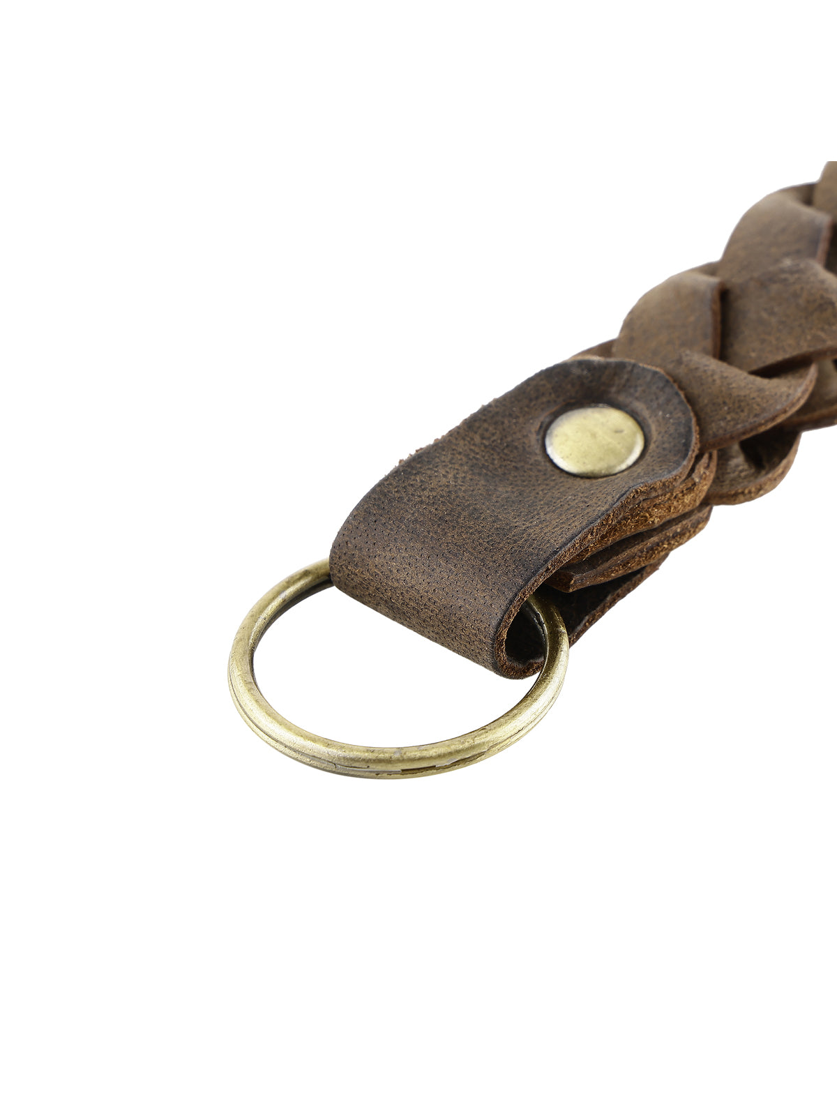 Genunie Leather Braided with Key Ring Anti-Rust - Brown