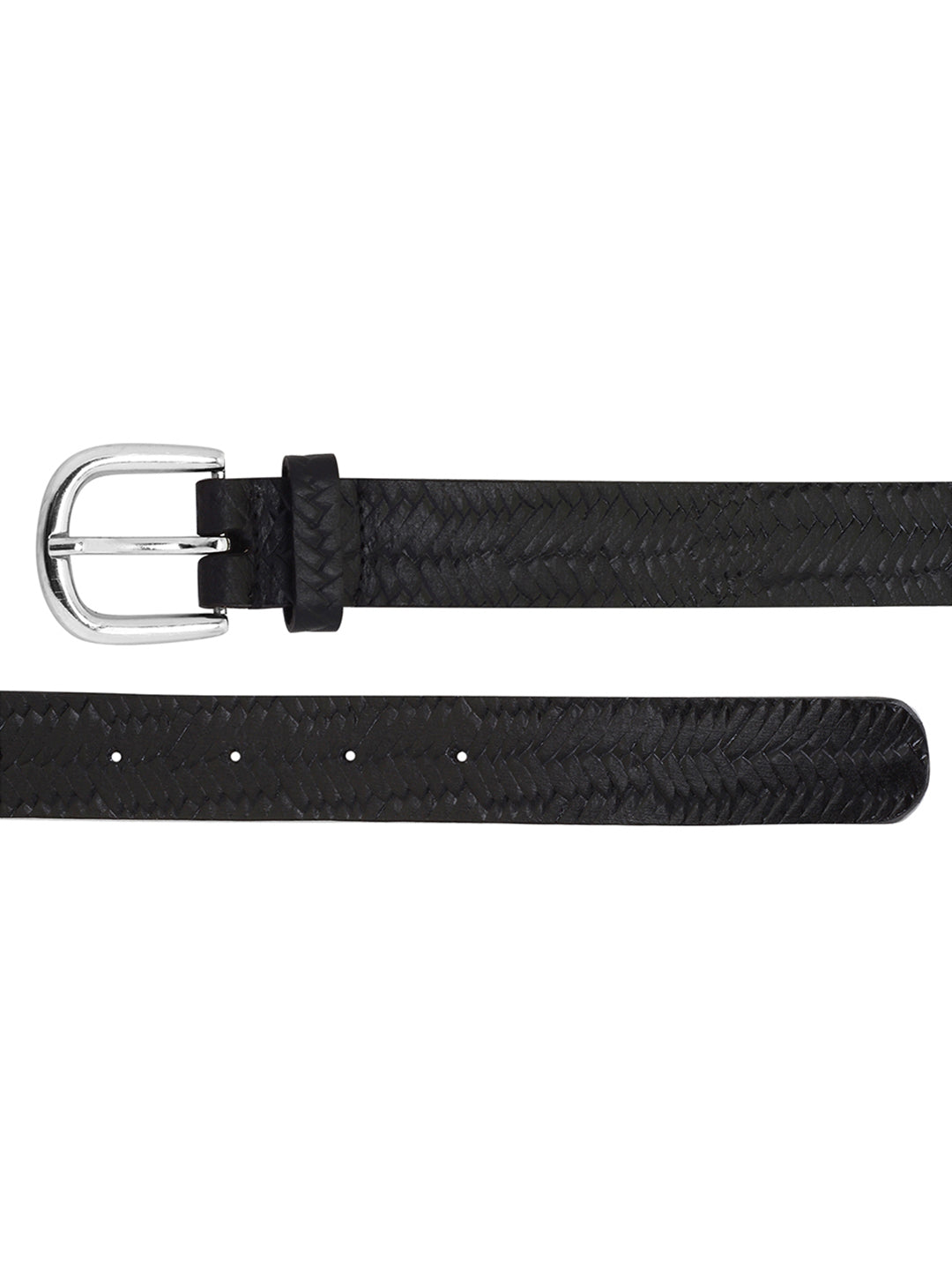 Weave pattern embossed black belt