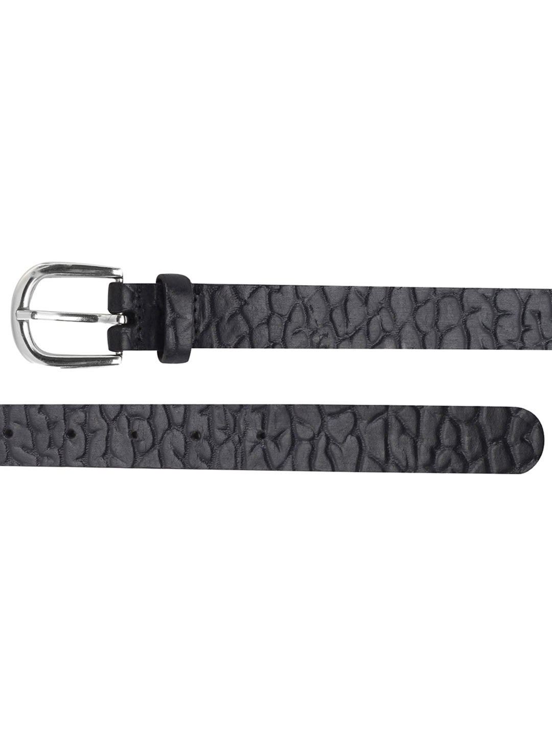 Genuine Leather Black Croc Pattern Embossed Women Belt
