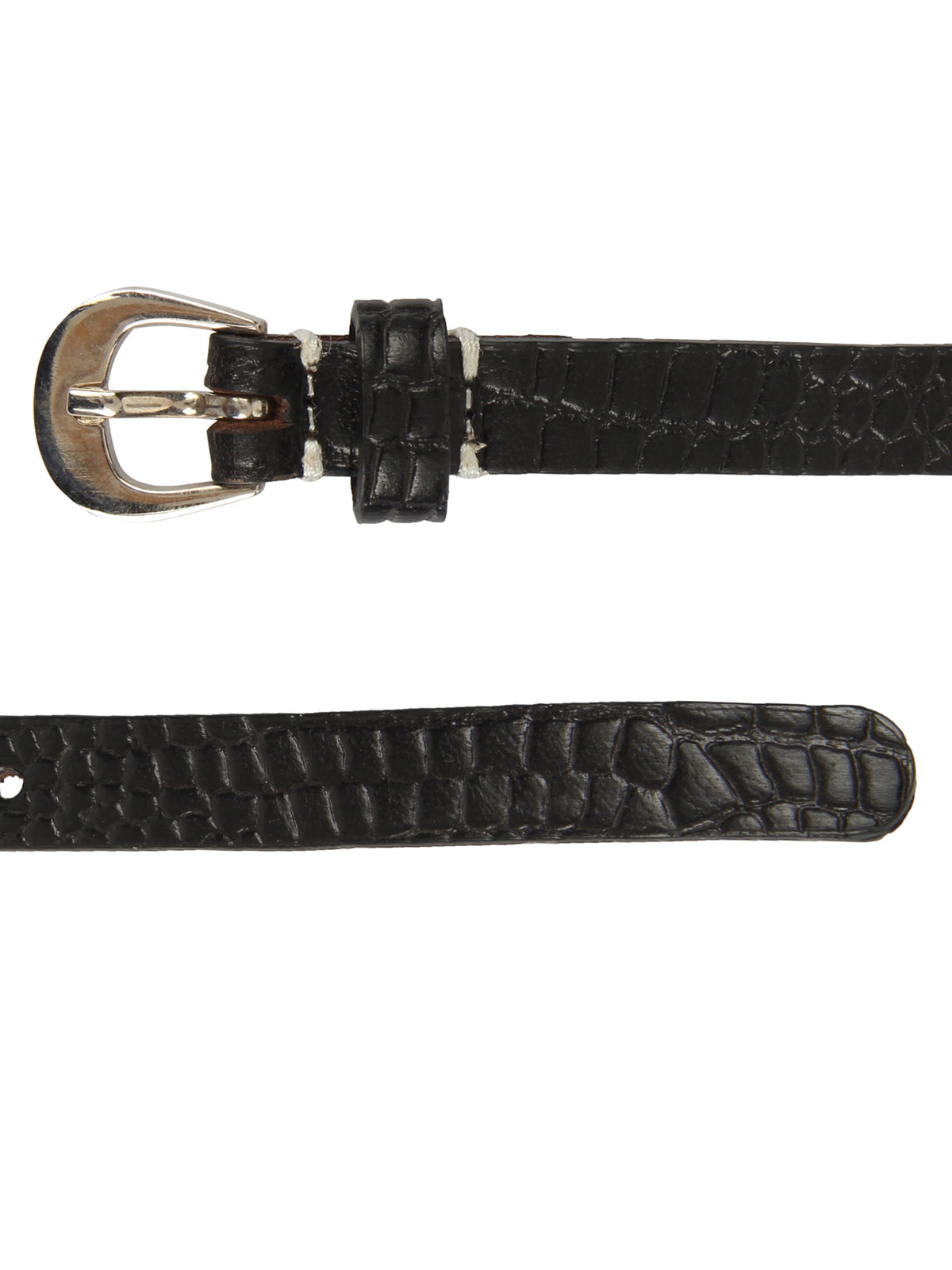 Genuine Leather Black Embossed Croc Texture Belt
