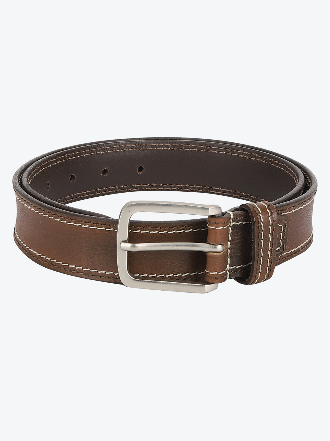 Stitched design leather belt