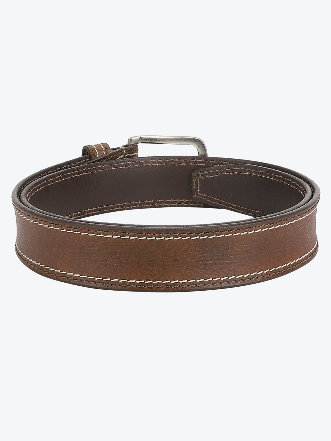 Stitched design leather belt