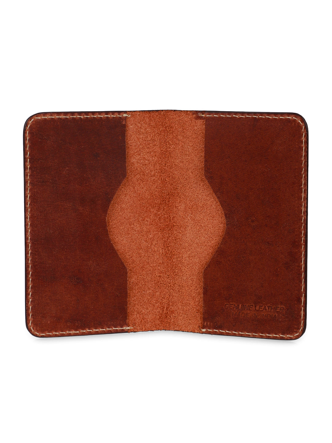 Genuine leather two-tone brown cardholder