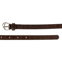 Croco pattern embossed brown belt