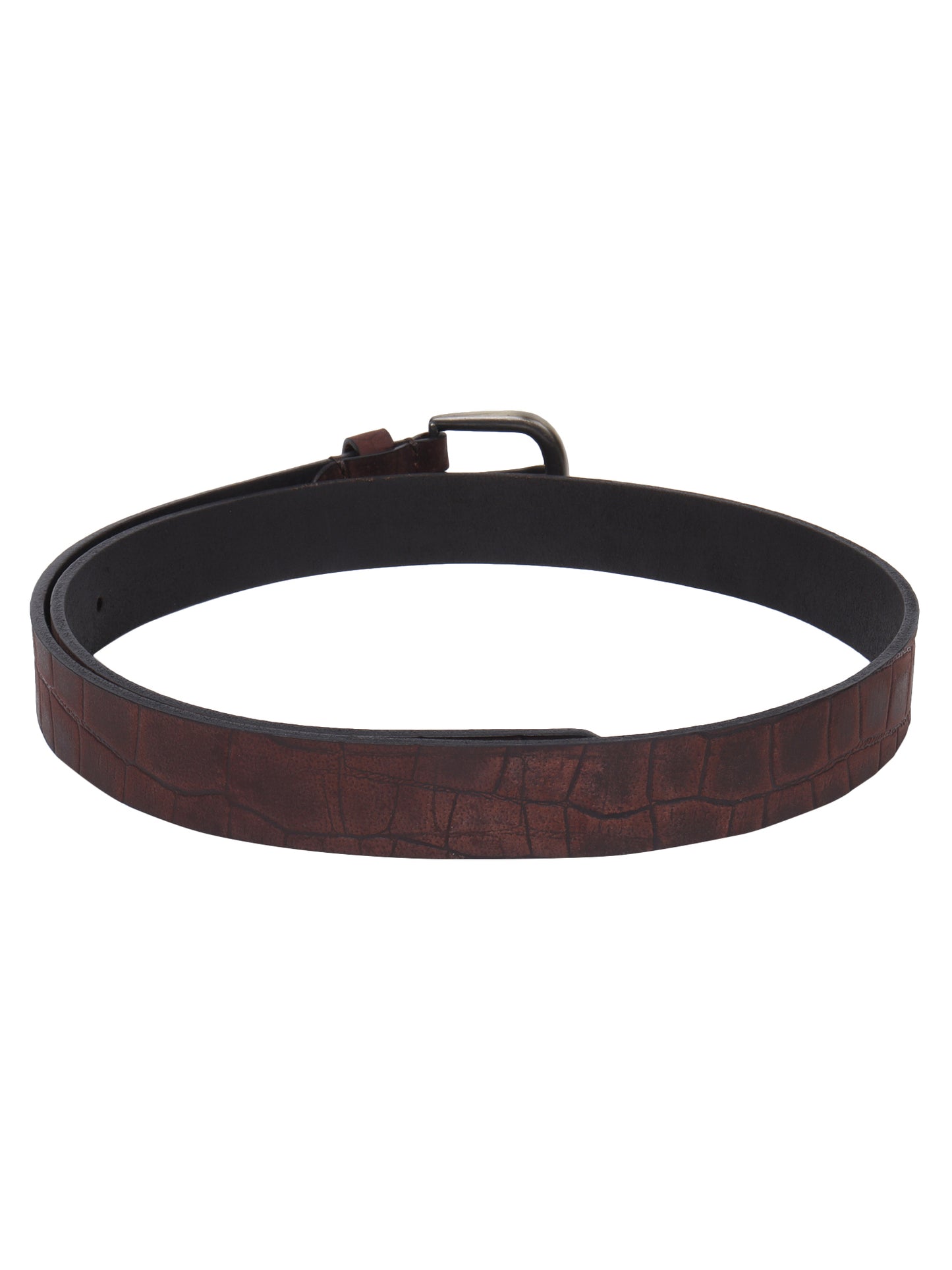 Croco embossed genuine leather belt
