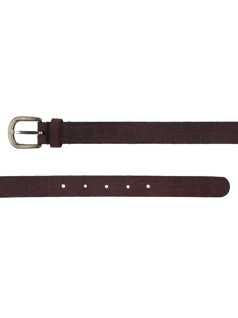 Croco embossed genuine leather belt