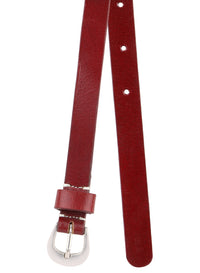 Women Casual Maroon Genuine Leather Belt