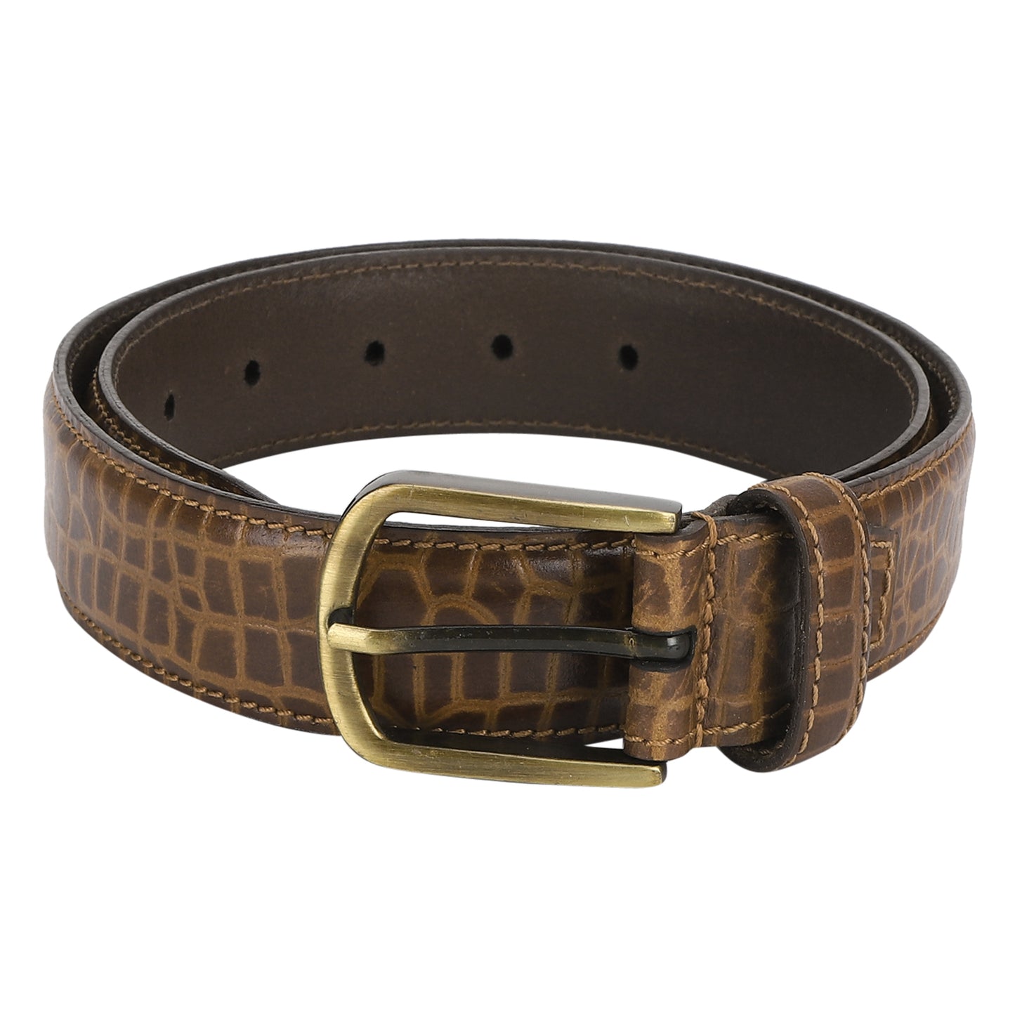 Cognac croc embossed belt