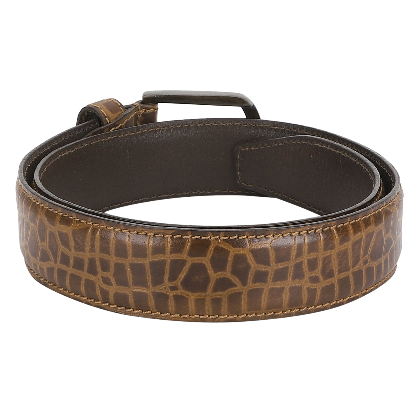 Cognac croc embossed belt