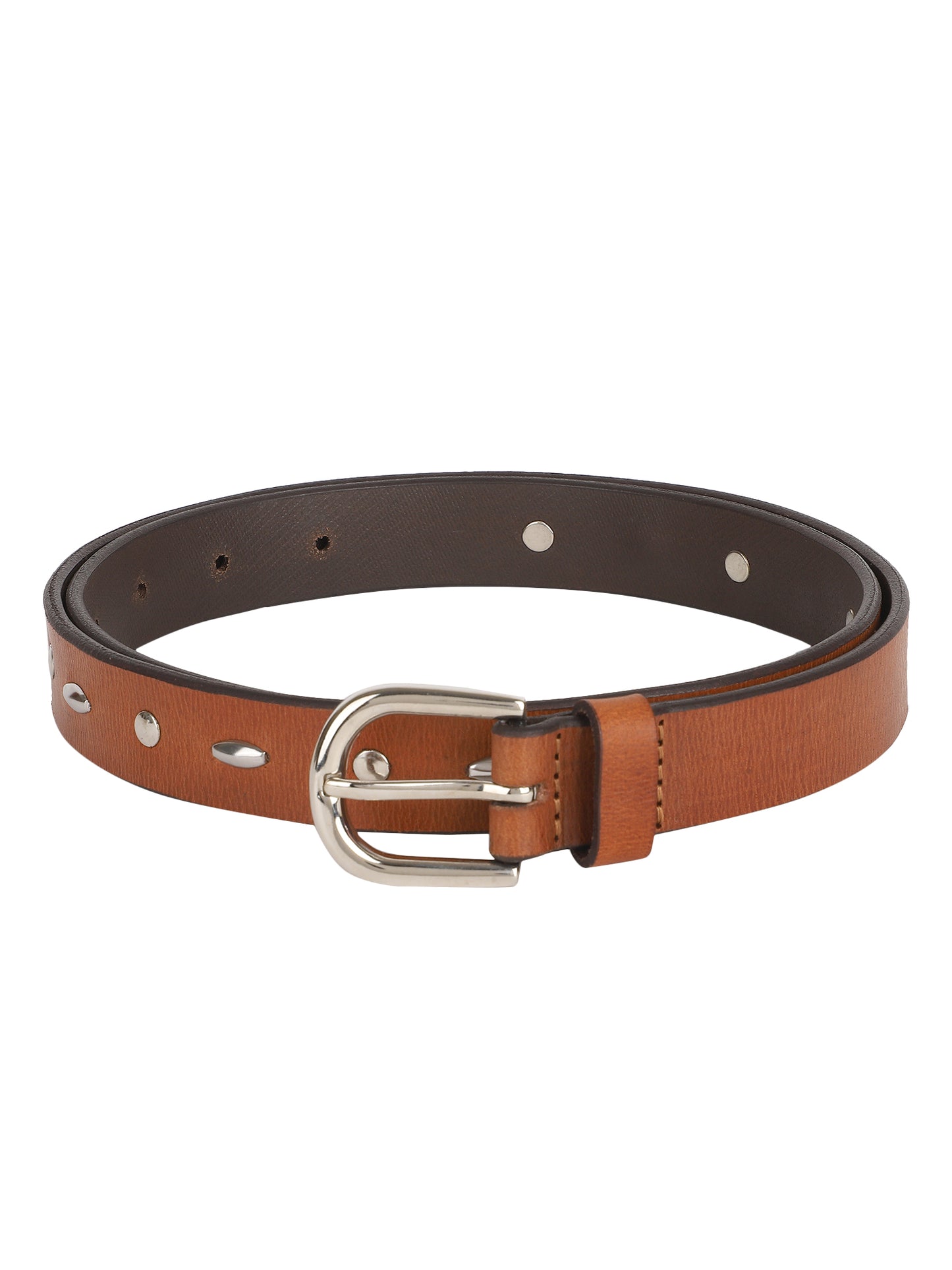 Cognac studded belt