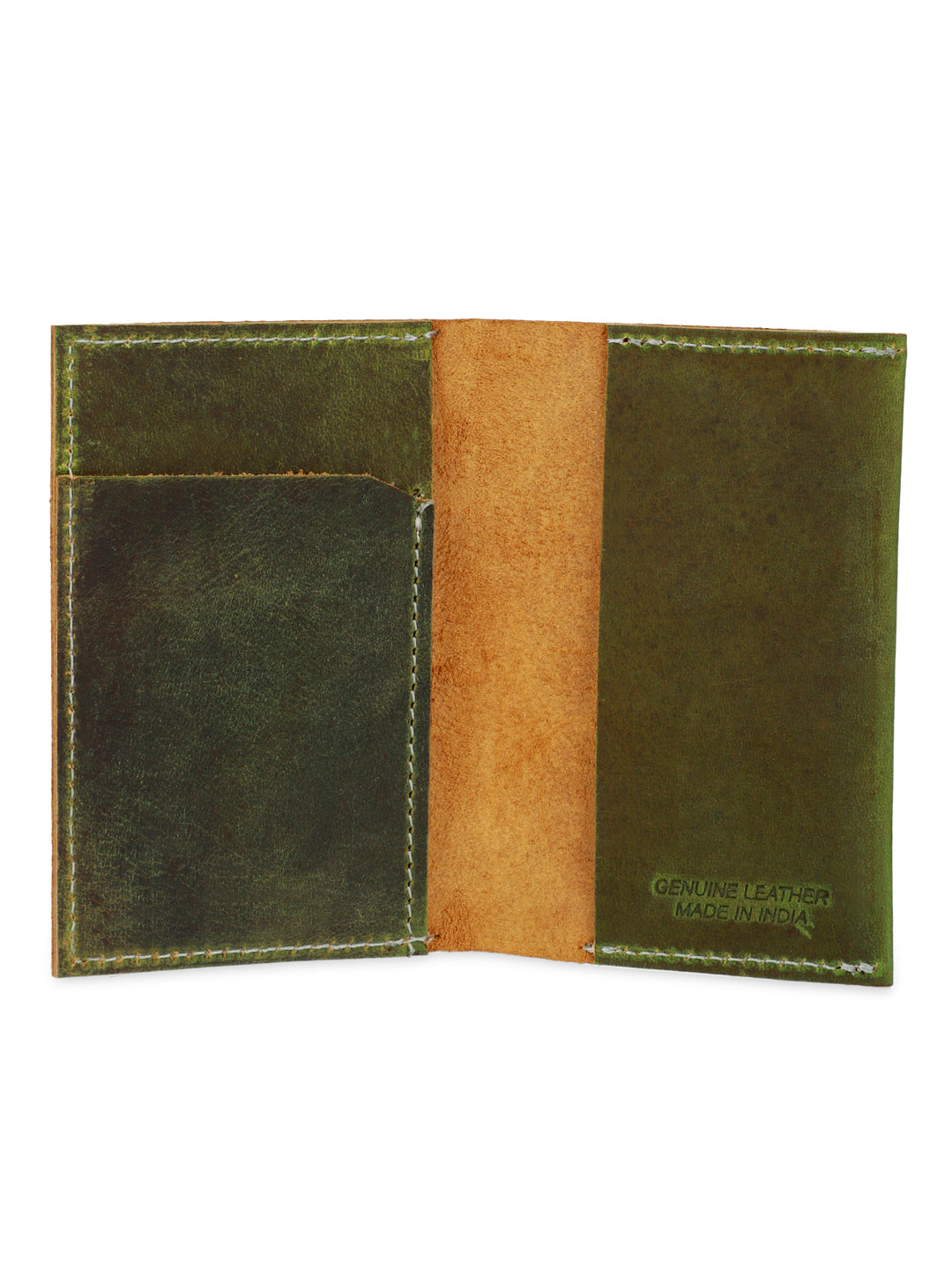 Genuine leather two-tone green cardholder
